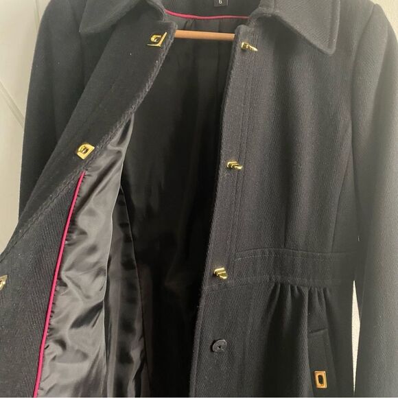 NWOT DKNY Turn Lock Babydoll Wool Coat-Black - Picture 7 of 7